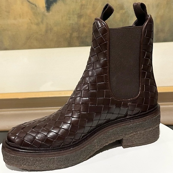 🌹LOEFFLER RANDALL🌹 Raquel Woven Leather Ankle Boots Brown Size: 5M - Picture 6 of 13